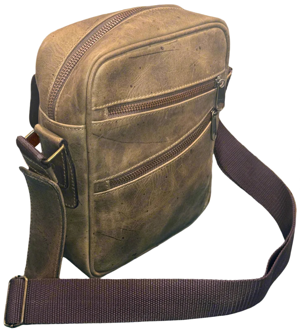 Handmade Leather Bandolera Bag (Light Brown)