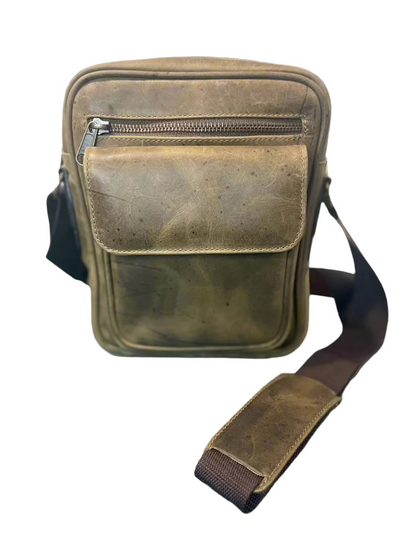 Handmade Leather Bandolera  Bag (Light Brown)