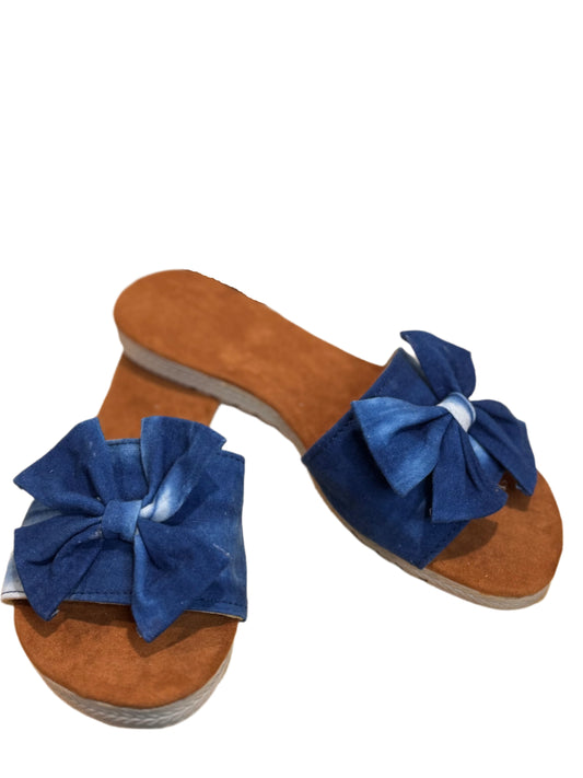 Women's Tie-Dye Pattern Indigo Sandal/ Dark Brown